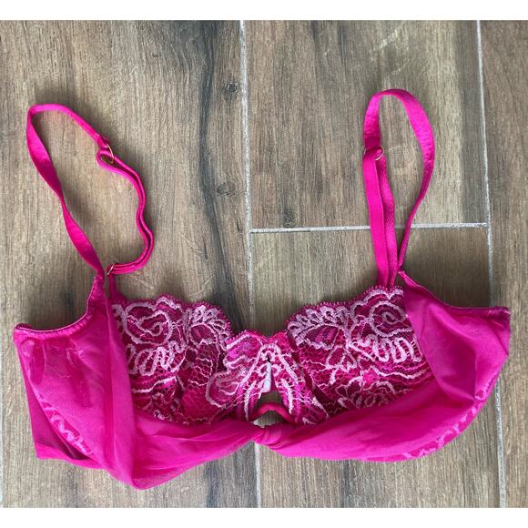 Vintage y2k NWOT Victoria's Secret Bra 34C Pink Lace - Picture 4 of 11